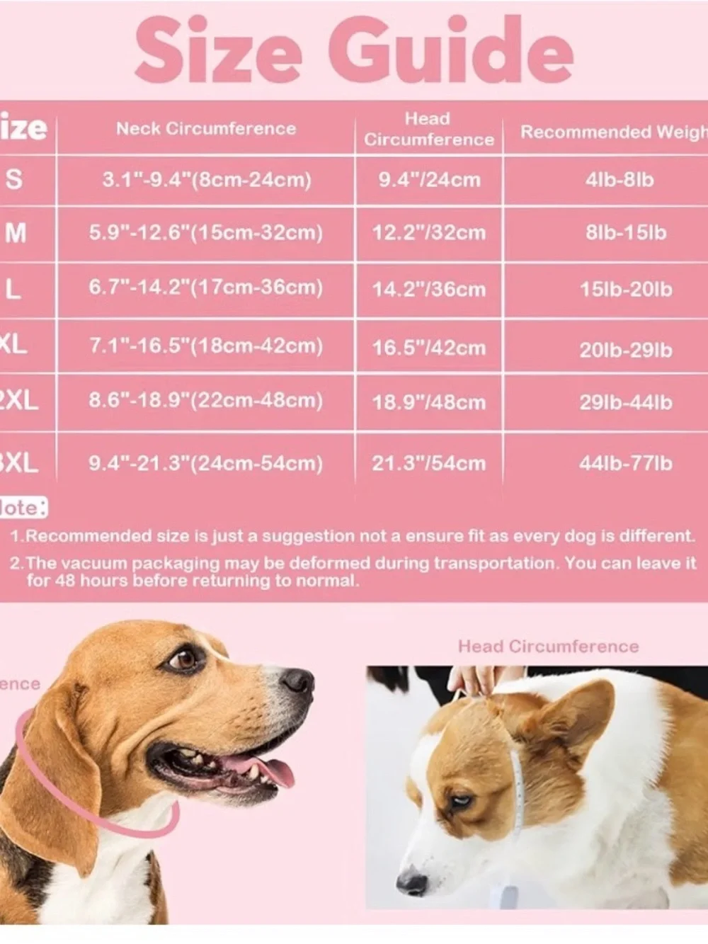 Pink Inflatable Dog Recovery Collar - Soft Donut Post-Surgery Neck Protector